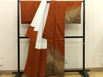 平和屋着物■訪問着　草花文　暈し染め　金彩　正絹　逸品　未使用　BAAX8592mz