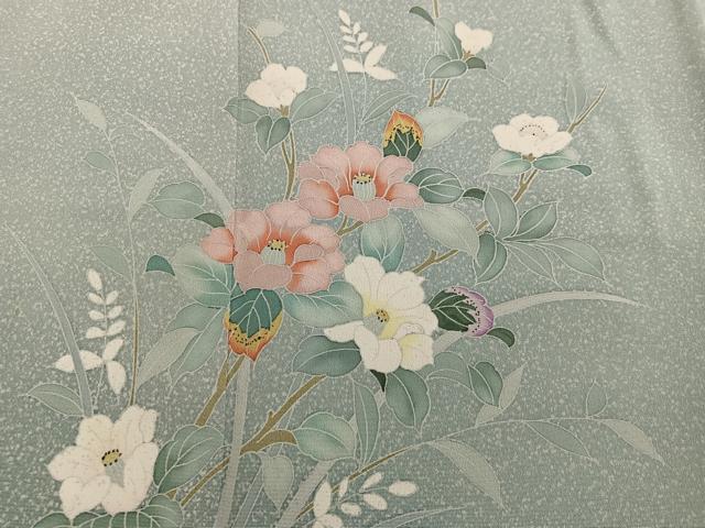 平和屋着物■訪問着　友禅　枝椿　正絹　逸品　BAAX8598mz