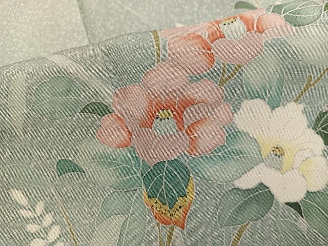 平和屋着物■訪問着　友禅　枝椿　正絹　逸品　BAAX8598mz