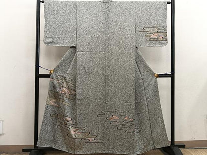 平和屋着物■訪問着　エ霞扇面花文　たたき染め　金彩　正絹　逸品　BAAX8609mz