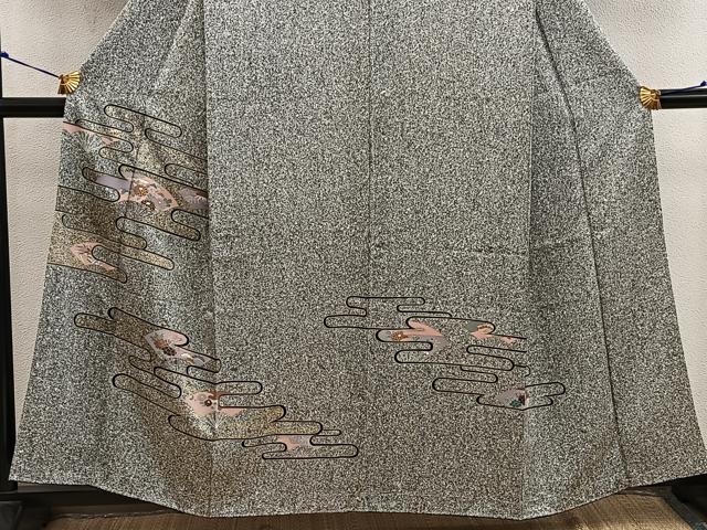 平和屋着物■訪問着　エ霞扇面花文　たたき染め　金彩　正絹　逸品　BAAX8609mz