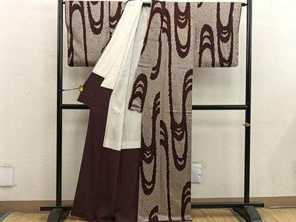 平和屋着物■上質な小紋　総絞り　流水文　正絹　逸品　BAAX8610mz