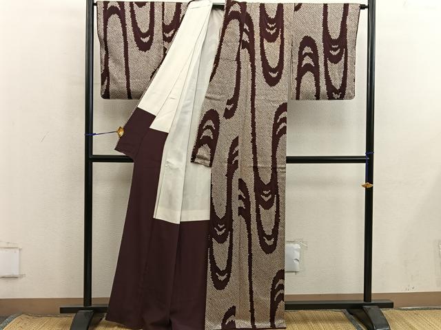 平和屋着物■上質な小紋　総絞り　流水文　正絹　逸品　BAAX8610mz