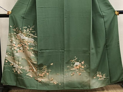 平和屋着物■色留訪問着　螺鈿　風景花文　暈し染め　金彩　正絹　逸品　BAAX8611mz