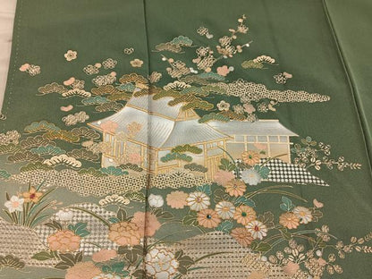 平和屋着物■色留訪問着　螺鈿　風景花文　暈し染め　金彩　正絹　逸品　BAAX8611mz