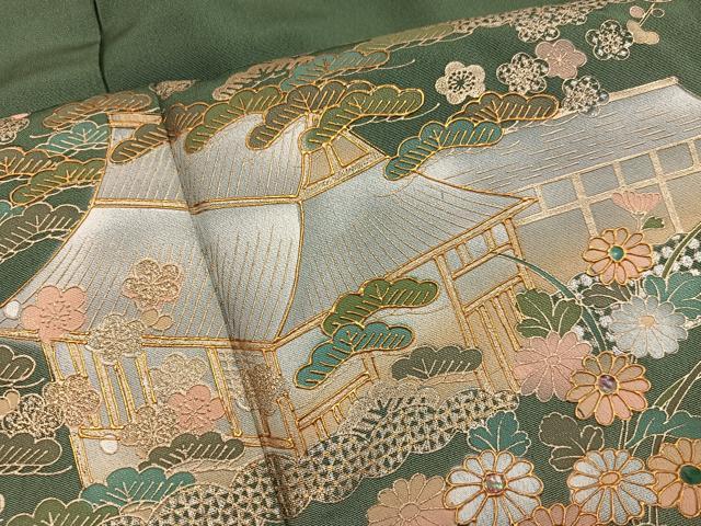 平和屋着物■色留訪問着　螺鈿　風景花文　暈し染め　金彩　正絹　逸品　BAAX8611mz