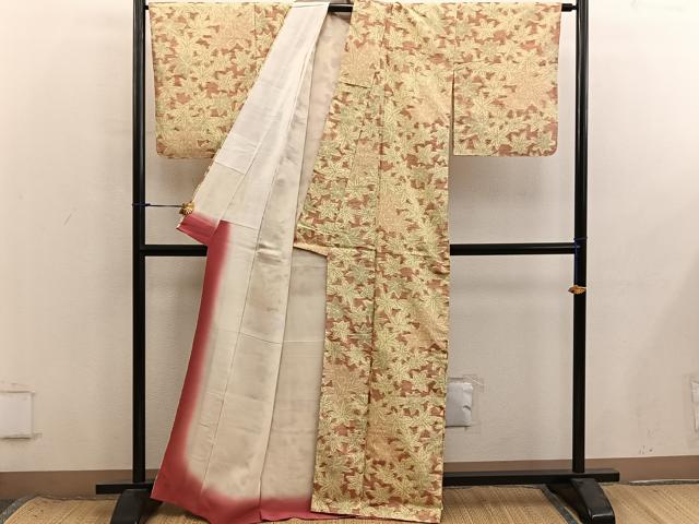 平和屋着物■上質な紬　楓文　正絹　逸品　BAAX8613mz