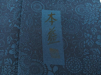 平和屋着物■上質な小紋　本藍　型絵染め　菊唐草文　正絹　逸品　BAAX8615mz