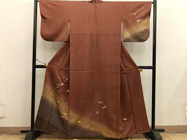 平和屋着物■訪問着　梅花文　暈し染め　金彩　正絹　逸品　BAAX8616mz
