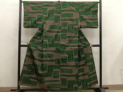 平和屋着物■本場大島紬　7マルキ　幾何学文様　正絹　逸品　BAAX8622mz