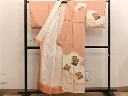 平和屋着物■訪問着　絞り　刺繍　破れ色紙花文　金彩　正絹　逸品　BAAX8625mz
