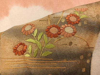 平和屋着物■訪問着　絞り　刺繍　破れ色紙花文　金彩　正絹　逸品　BAAX8625mz