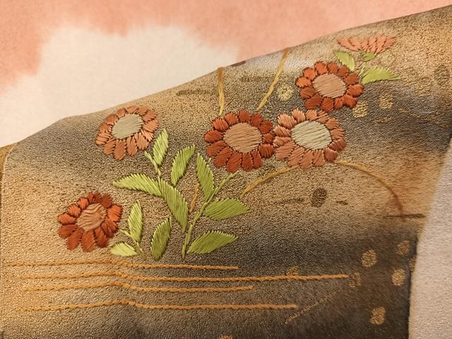 平和屋着物■訪問着　絞り　刺繍　破れ色紙花文　金彩　正絹　逸品　BAAX8625mz