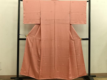 平和屋着物■上質な色無地　花菱地紋　纁色　正絹　逸品　未使用　BAAX8630mz