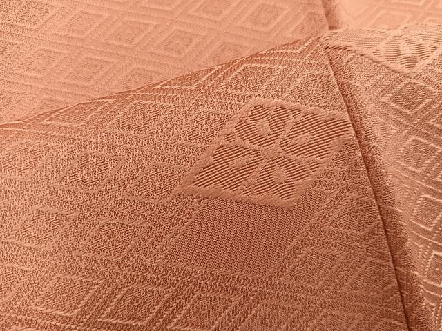 平和屋着物■上質な色無地　花菱地紋　纁色　正絹　逸品　未使用　BAAX8630mz
