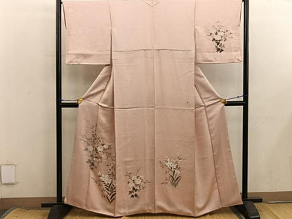 平和屋着物■訪問着　手描き　菊花文　正絹　逸品　BAAX8632mz