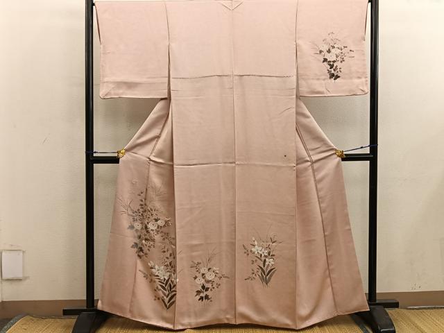 平和屋着物■訪問着　手描き　菊花文　正絹　逸品　BAAX8632mz