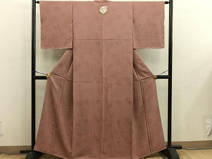 平和屋着物■上質な色無地　亀甲地紋　櫨色　正絹　逸品　BAAX8635mz