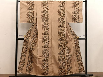平和屋着物■上質な紬　枝花文　正絹　逸品　未使用　BAAX8636mz