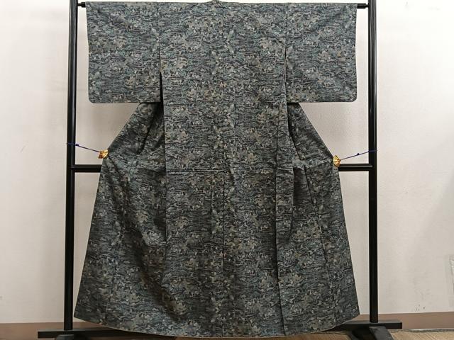平和屋着物■本場大島紬　7マルキ　草花文　正絹　逸品　BAAX8637mz