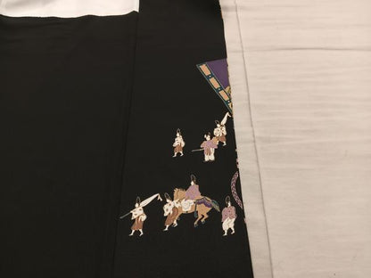 平和屋着物■豪華黒留袖　刺繍　花車文　金彩　正絹　逸品　BAAX8638mz