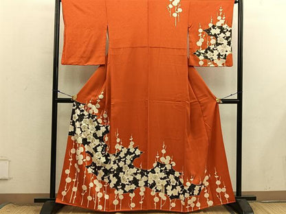 平和屋着物■訪問着　駒刺繍　枝梅文　金彩　正絹　逸品　BAAX8646mz