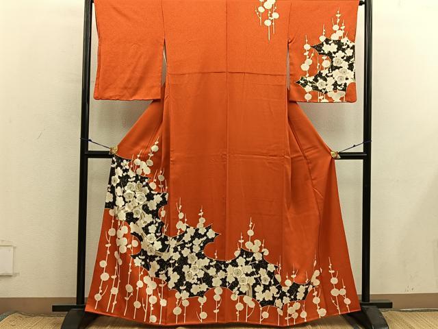 平和屋着物■訪問着　駒刺繍　枝梅文　金彩　正絹　逸品　BAAX8646mz
