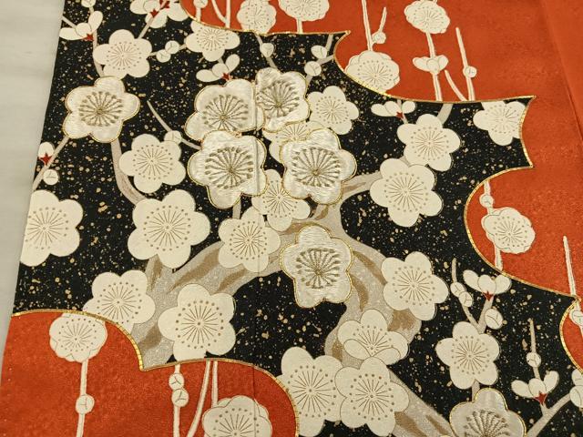 平和屋着物■訪問着　駒刺繍　枝梅文　金彩　正絹　逸品　BAAX8646mz