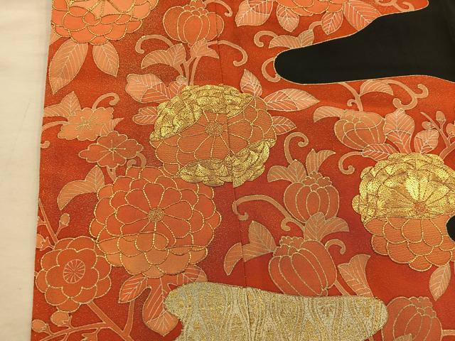 平和屋着物■豪華黒留袖　駒刺繍　菊花文　金彩　正絹　逸品　BAAX8649mz