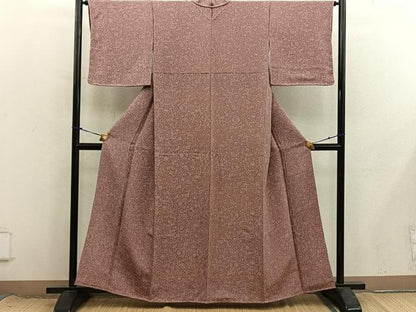 平和屋着物■上質な小紋　椿花文　鬼しぼ縮緬　正絹　逸品　未使用　BAAX8657mz