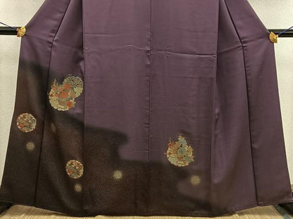 平和屋着物●訪問着　スワトウ刺繍　雪輪牡丹花文　暈し染め　金彩　正絹　逸品　BAAX8658mz