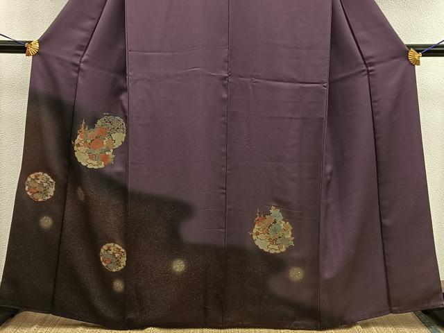平和屋着物●訪問着　スワトウ刺繍　雪輪牡丹花文　暈し染め　金彩　正絹　逸品　BAAX8658mz