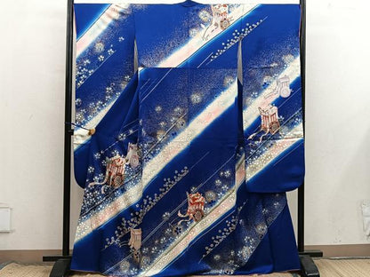 平和屋着物■豪華振袖　御所車鳳凰花文　暈し染め　金彩　正絹　逸品　BAAX8660mz