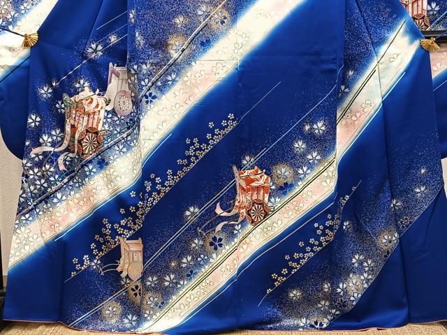 平和屋着物■豪華振袖　御所車鳳凰花文　暈し染め　金彩　正絹　逸品　BAAX8660mz