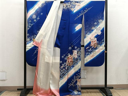 平和屋着物■豪華振袖　御所車鳳凰花文　暈し染め　金彩　正絹　逸品　BAAX8660mz