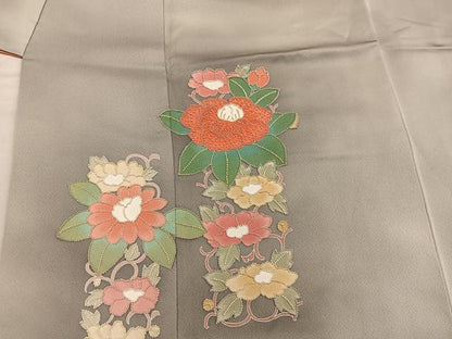 平和屋着物■訪問着　総刺繍　相良刺繍　牡丹花文　暈し染め　正絹　逸品　BAAX8664mz
