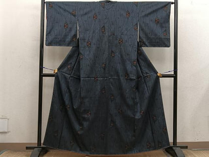 平和屋着物■本場大島紬　岡江武美作　7マルキ　古代染色　純泥染　草花文　正絹　逸品　BAAX8666mz