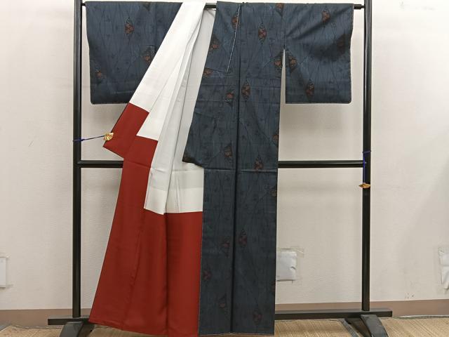 平和屋着物■本場大島紬　岡江武美作　7マルキ　古代染色　純泥染　草花文　正絹　逸品　BAAX8666mz