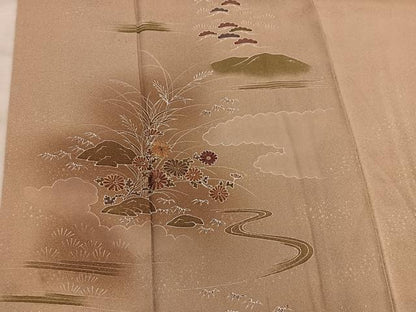 平和屋着物■訪問着　刺繍　菊花文　暈し染め　金彩　正絹　逸品　BAAX8667mz