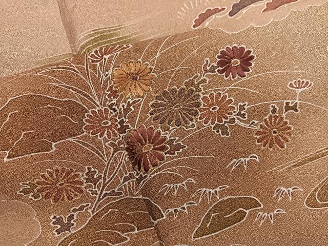 平和屋着物■訪問着　刺繍　菊花文　暈し染め　金彩　正絹　逸品　BAAX8667mz