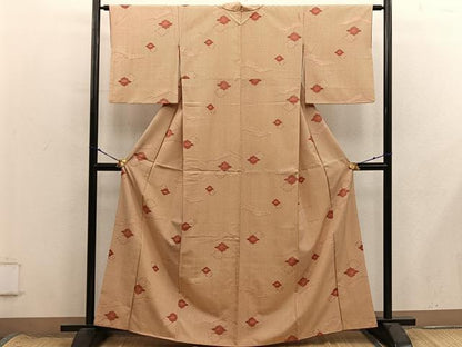 平和屋着物■本場染大島紬　松皮菱亀甲文　正絹　逸品　BAAX8668mz