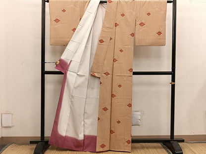 平和屋着物■本場染大島紬　松皮菱亀甲文　正絹　逸品　BAAX8668mz