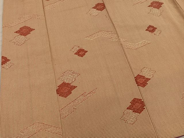 平和屋着物■本場染大島紬　松皮菱亀甲文　正絹　逸品　BAAX8668mz
