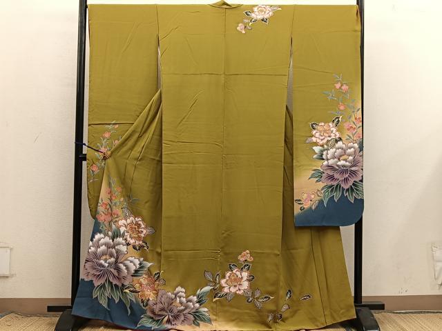 平和屋着物■豪華振袖　駒刺繍　草花文　暈し染め　金彩　正絹　逸品　BAAX8669mz