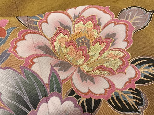 平和屋着物■豪華振袖　駒刺繍　草花文　暈し染め　金彩　正絹　逸品　BAAX8669mz