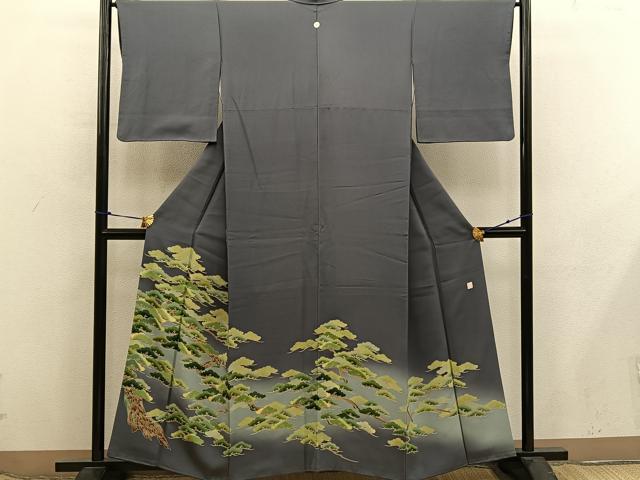 平和屋着物●名門染元　秀美　十日町友禅　色留袖　枝松文　暈し染め　正絹　逸品　BAAX8670mz