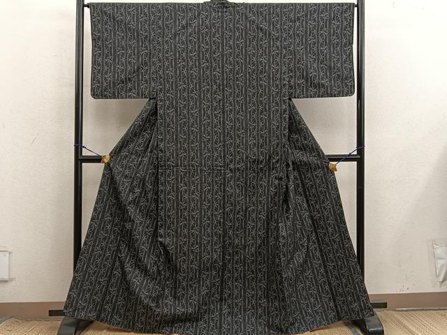 平和屋着物●本場大島紬　7マルキ　笹の葉文　正絹　逸品　BAAX8672mz