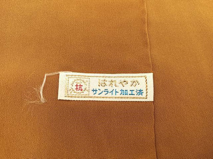 平和屋着物●ファッションデザイナー 花井幸子監修　色無地　土色　正絹　逸品　BAAX8673mz