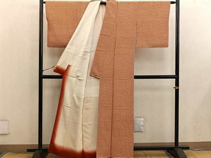 平和屋着物■上質な小紋　幾何学文様　正絹　逸品　BAAX8675mz