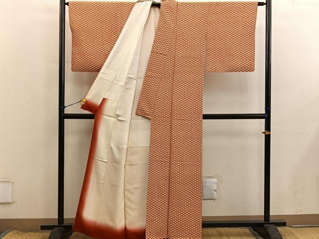 平和屋着物■上質な小紋　幾何学文様　正絹　逸品　BAAX8675mz